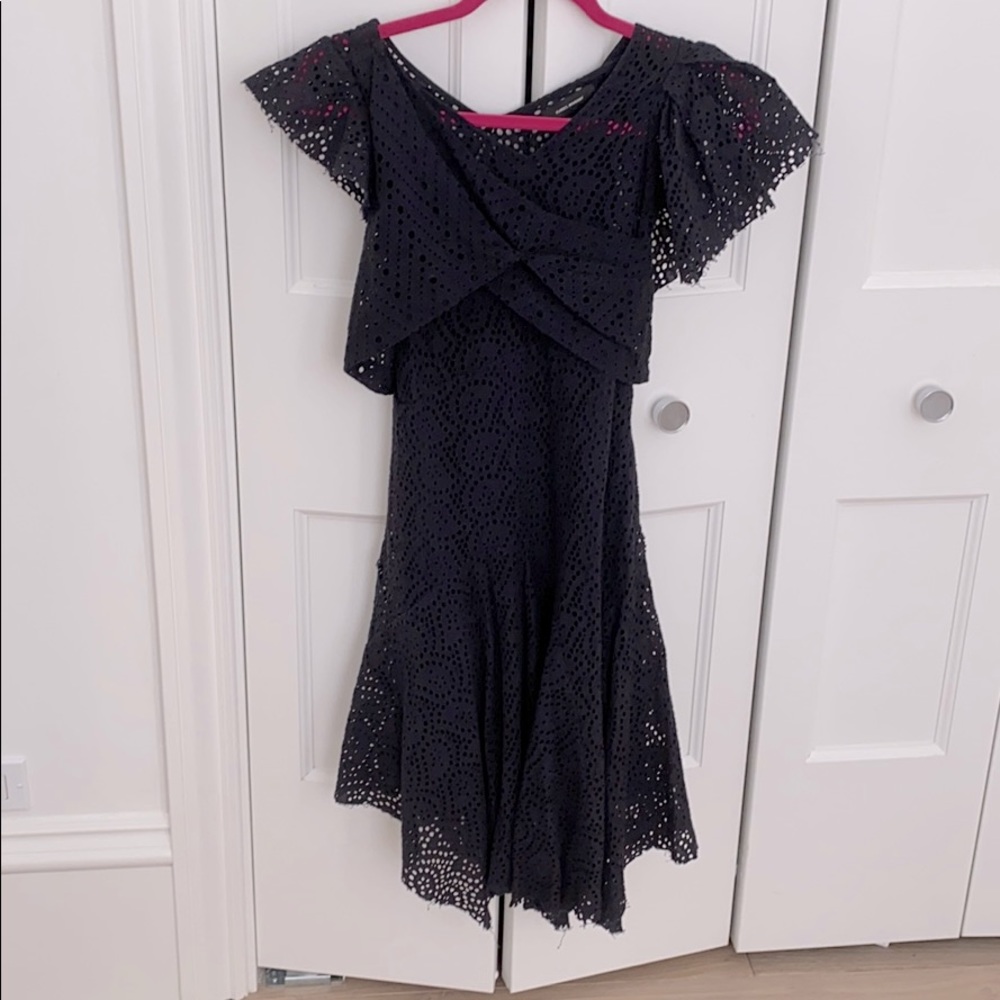 Isabel Marant black midi eyelet dress, fitted